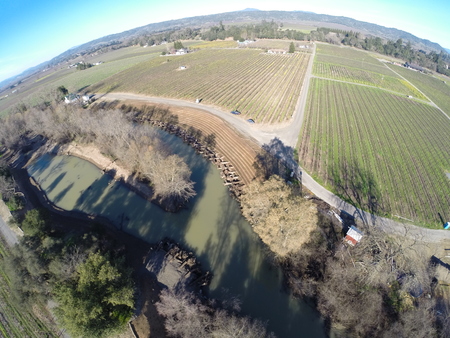 Aerial backwater bank reconstruction